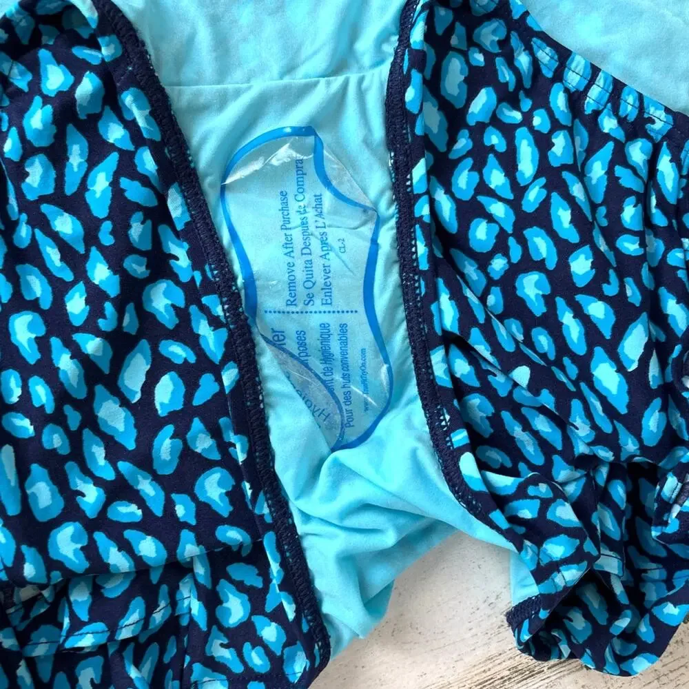 DKNY Womens 14 Blue Peplum One Piece Swimsuit Beach Resort NEW - Picture 6 of 8